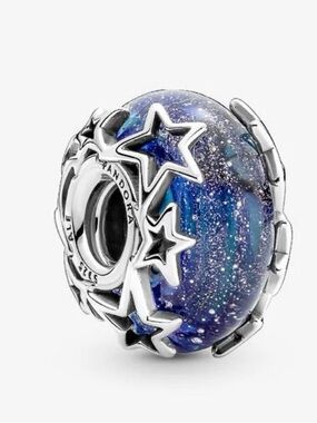 Pandora galaxy blue and star Murano charm